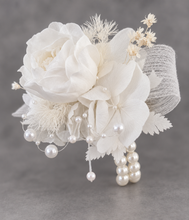 Load image into Gallery viewer, White pearl bracelet preserved peony corsage AB2055 - School formal, prom, graduation
