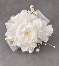 Load image into Gallery viewer, White pearl bracelet preserved peony corsage AB2055 - School formal, prom, graduation

