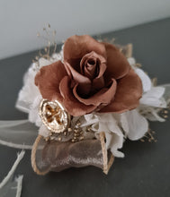 Load image into Gallery viewer, Brown, neutral, champagne gold preserved rose corsage AB2057 - School formal, prom, graduation
