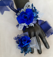 Load image into Gallery viewer, Royal blue glitter preserved rose corsage &amp; buttonhole AB2060 - School formal, prom, graduation
