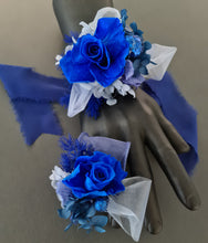 Load image into Gallery viewer, Royal blue glitter preserved rose corsage &amp; buttonhole AB2060 - School formal, prom, graduation
