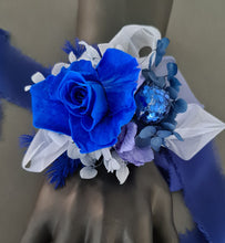 Load image into Gallery viewer, Royal blue glitter preserved rose corsage &amp; buttonhole AB2060 - School formal, prom, graduation
