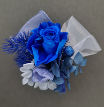Load image into Gallery viewer, Royal blue glitter preserved rose corsage &amp; buttonhole AB2060 - School formal, prom, graduation
