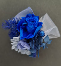 Load image into Gallery viewer, Royal blue glitter preserved rose corsage &amp; buttonhole AB2060 - School formal, prom, graduation
