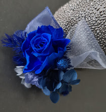 Load image into Gallery viewer, Royal blue glitter preserved rose corsage &amp; buttonhole AB2060 - School formal, prom, graduation
