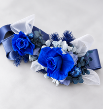 Load image into Gallery viewer, Royal blue glitter preserved rose corsage &amp; buttonhole AB2060 - School formal, prom, graduation
