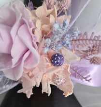 Load image into Gallery viewer, Preserved rose snap lock corsage in pastel pink &amp; violet colours AB2062 - School formal, prom, graduation
