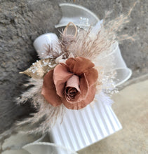 Load image into Gallery viewer, Preserved rose snap lock corsage in brown, champagne gold &amp; neutral AB2063 - School formal, prom, graduation
