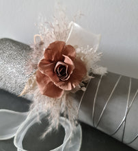 Load image into Gallery viewer, Preserved rose snap lock corsage in brown, champagne gold &amp; neutral AB2063 - School formal, prom, graduation
