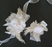Load image into Gallery viewer, White preserved peony corsage &amp; buttonhole AB2064 - School formal, prom, graduation
