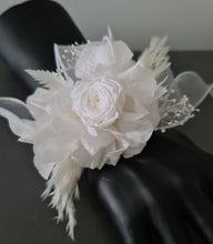 Load image into Gallery viewer, White preserved peony corsage &amp; buttonhole AB2064 - School formal, prom, graduation
