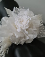 Load image into Gallery viewer, White preserved peony corsage &amp; buttonhole AB2064 - School formal, prom, graduation
