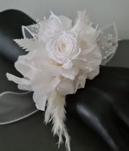 Load image into Gallery viewer, White preserved peony corsage &amp; buttonhole AB2064 - School formal, prom, graduation
