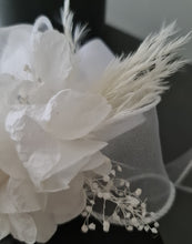 Load image into Gallery viewer, White preserved peony corsage &amp; buttonhole AB2064 - School formal, prom, graduation

