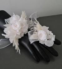Load image into Gallery viewer, White preserved peony corsage &amp; buttonhole AB2064 - School formal, prom, graduation
