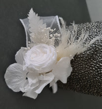 Load image into Gallery viewer, White preserved peony corsage &amp; buttonhole AB2064 - School formal, prom, graduation
