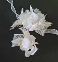 Load image into Gallery viewer, White preserved peony corsage &amp; buttonhole AB2064 - School formal, prom, graduation
