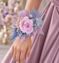 Load image into Gallery viewer, Pastel unicorn colours preserved rose corsage AB2065 - School formal, prom, graduation
