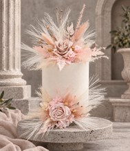 Load image into Gallery viewer, Fluffy Dusty pink &amp; blush everlasting flowers cake topper x 2 - wedding, baby shower, engagement
