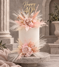 Load image into Gallery viewer, Fluffy Dusty pink &amp; blush everlasting flowers cake topper x 2 - wedding, baby shower, engagement
