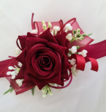 Load image into Gallery viewer, Burgundy rose corsage &amp; buttonhole set AB2069 - School formal, prom, graduation
