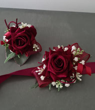 Load image into Gallery viewer, Burgundy rose corsage &amp; buttonhole set AB2069 - School formal, prom, graduation

