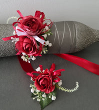 Load image into Gallery viewer, Red peony corsage &amp; buttonhole set AB2070 - School formal, prom, graduation
