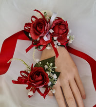Load image into Gallery viewer, Red peony corsage &amp; buttonhole set AB2070 - School formal, prom, graduation
