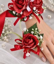 Load image into Gallery viewer, Red peony corsage &amp; buttonhole set AB2070 - School formal, prom, graduation
