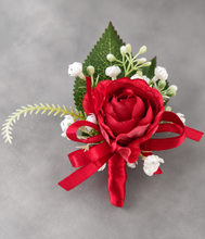 Load image into Gallery viewer, Red peony corsage &amp; buttonhole set AB2070 - School formal, prom, graduation
