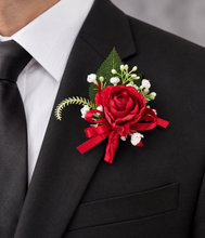 Load image into Gallery viewer, Red peony corsage &amp; buttonhole set AB2070 - School formal, prom, graduation
