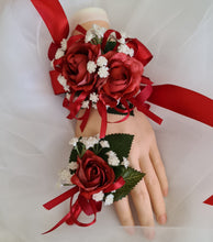 Load image into Gallery viewer, Red peony corsage &amp; buttonhole set AB2071 - School formal, prom, graduation
