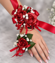 Load image into Gallery viewer, Red peony corsage &amp; buttonhole set AB2071 - School formal, prom, graduation
