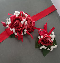 Load image into Gallery viewer, Red peony corsage &amp; buttonhole set AB2071 - School formal, prom, graduation
