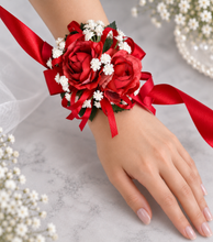Load image into Gallery viewer, Red peony corsage &amp; buttonhole set AB2071 - School formal, prom, graduation

