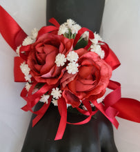 Load image into Gallery viewer, Red peony corsage &amp; buttonhole set AB2071 - School formal, prom, graduation
