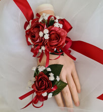Load image into Gallery viewer, Red peony corsage &amp; buttonhole set AB2071 - School formal, prom, graduation
