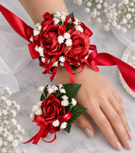 Load image into Gallery viewer, Red peony corsage &amp; buttonhole set AB2071 - School formal, prom, graduation
