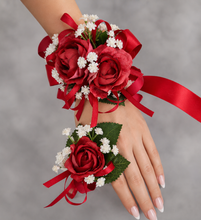 Load image into Gallery viewer, Red peony corsage &amp; buttonhole set AB2071 - School formal, prom, graduation
