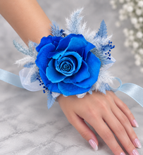 Load image into Gallery viewer, Preserved blue rose corsage AB2072 - School formal, prom, graduation
