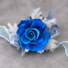 Load image into Gallery viewer, Preserved blue rose corsage AB2072 - School formal, prom, graduation
