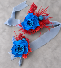 Load image into Gallery viewer, Preserved blue rose corsage &amp; buttonhole AB2073 - School formal, prom, graduation
