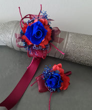 Load image into Gallery viewer, Preserved royal blue rose corsage &amp; buttonhole AB2074 - School formal, prom, graduation
