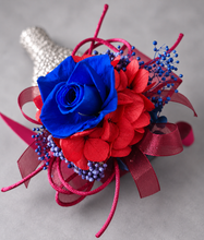 Load image into Gallery viewer, Preserved royal blue rose corsage &amp; buttonhole AB2074 - School formal, prom, graduation
