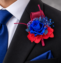 Load image into Gallery viewer, Preserved royal blue rose corsage &amp; buttonhole AB2074 - School formal, prom, graduation
