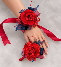 Load image into Gallery viewer, Preserved red rose corsage &amp; buttonhole AB2076 - School formal, prom, graduation
