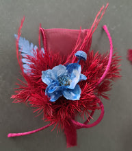 Load image into Gallery viewer, Burgundy &amp; blue preserved flowers corsage and buttonhole set AB2077 - School formal, prom, graduation
