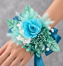 Load image into Gallery viewer, Emerald mint preserved rose corsage AB2079 - School formal, prom, graduation
