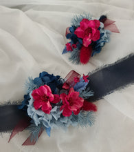 Load image into Gallery viewer, Red &amp; blue preserved flowers corsage and buttonhole set AB2080 - School formal, prom, graduation
