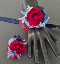 Load image into Gallery viewer, Preserved burgundy rose corsage &amp; buttonhole AB2081 - School formal, prom, graduation
